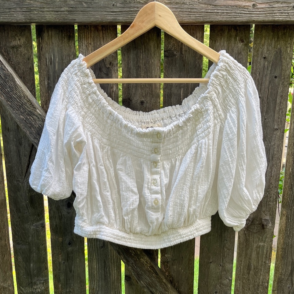We The Free Cropped Peasant Top
